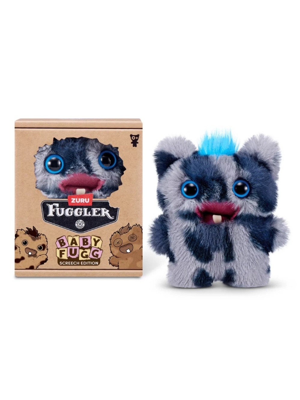 New Fuggler Baby Fugg Screech Edition 3.5" Blue Grey Mohawk Plush Toy
